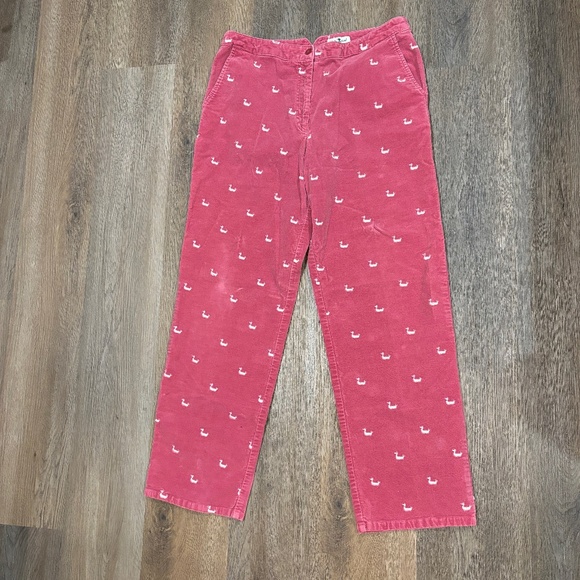 Vintage Duck Head Womens Size 14 Rose Pink Velvet Duck Embroidered Stretch Pants - Picture 1 of 7